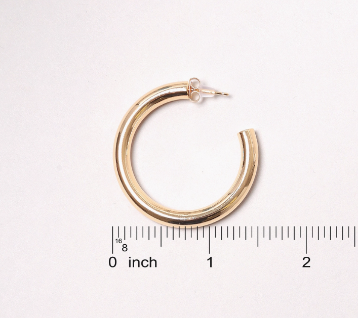 14K Gold-Dipped Metal Post Hoop Earring