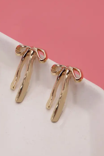 Authentic Long Bow Ribbon Stud Earrings