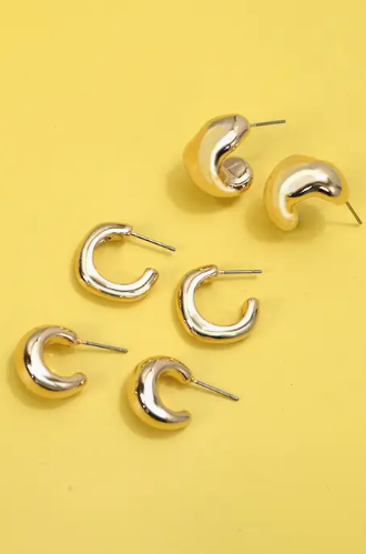 Bubbly Mini Huggie Hoop Trio Earrings