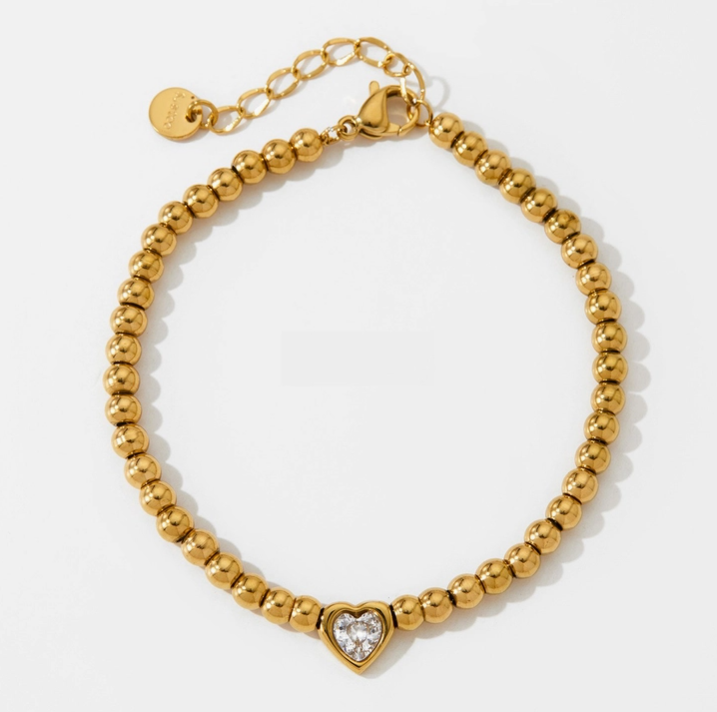 18K Stainless Steel Tarnish Free Beaded Bracelet