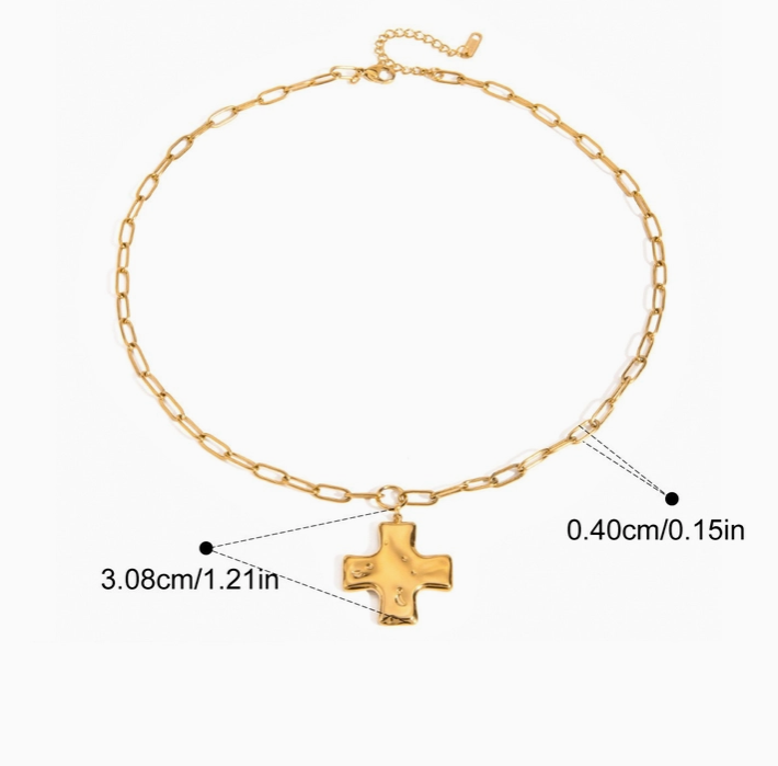 Gold 18K Stainless Steel Tarnish Free Cross Necklace