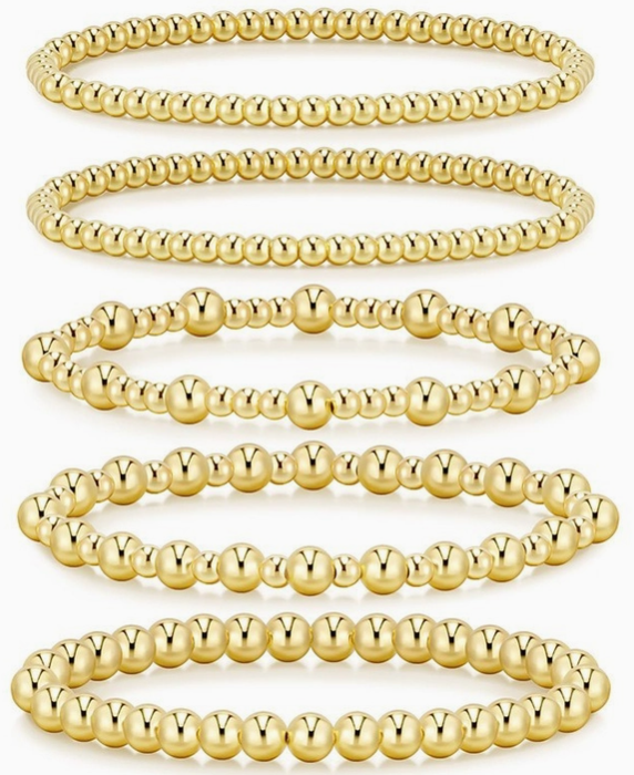 Multi Layer Gold Ball Chain Beaded Bracelet