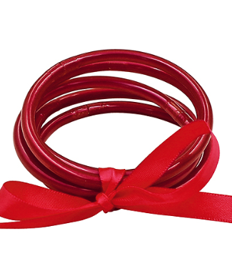 Red Jelly Bangle Bracelet Set -4pc