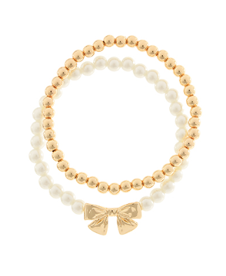 Gold Pearl Bracelet Set