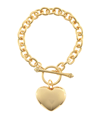 Gold Chunky Heart Charm Bracelet
