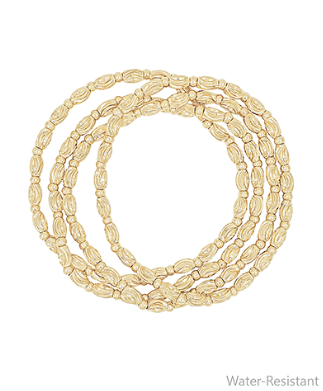 4 Row Textured Gold Oval Ball Bracelet