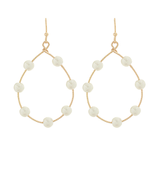 Teardrop Pearl Station Earrings