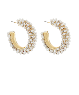Pave Crystal & Pearl Hoops