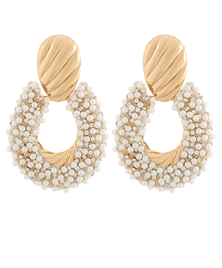 Pearl & Crystal Door Knocker Earrings