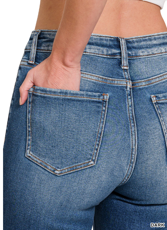 CURVY Mid Rise Cropped Distressed Jeans