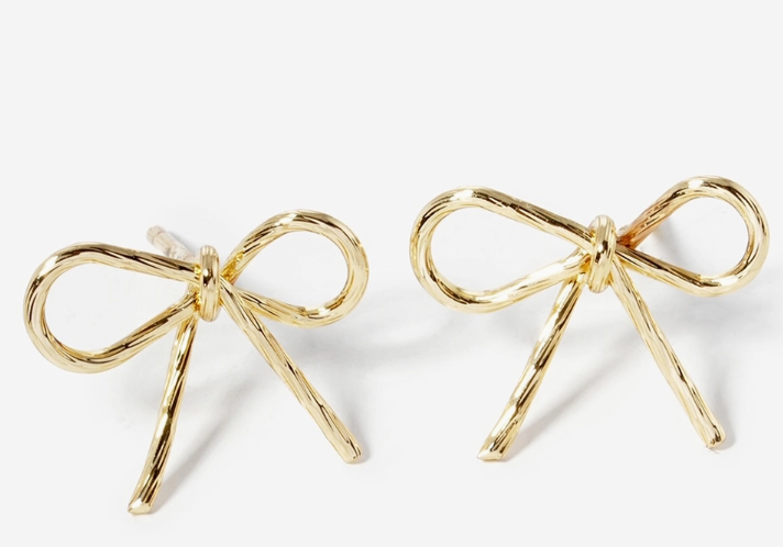 Gold Dipped Bow Knob Stud Post Earrings