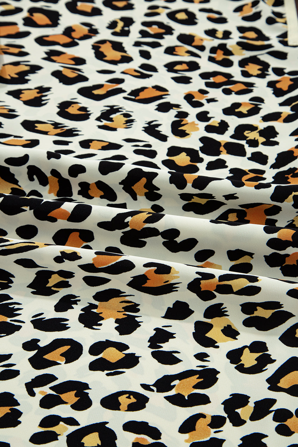 Khaki Leopard Print Contrast Striped V Neck Blouse (Warehouse Exclusives-Online Only)
