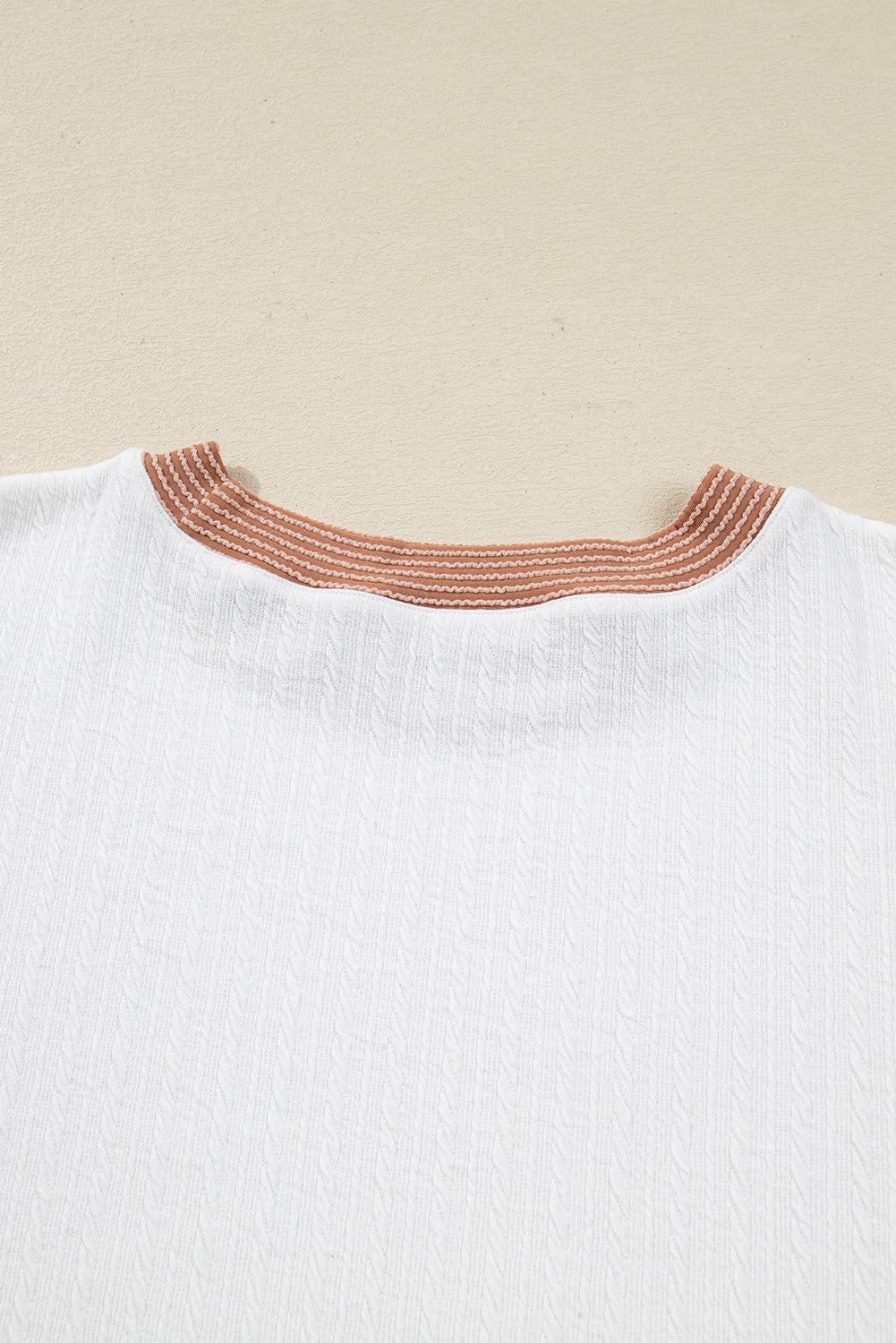 CURVY White Cable Texture Ribbed Color Block Plus Size Knit Top (Warehouse Exclusives - Online only!)