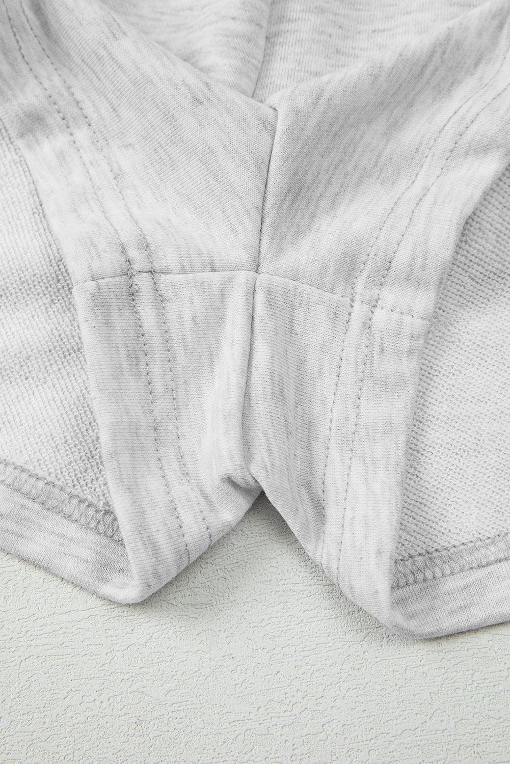 Light Grey Bow Embroidered Detail Puff Sleeve Pullover 2pcs Short Set (Warehouse Exclusives)