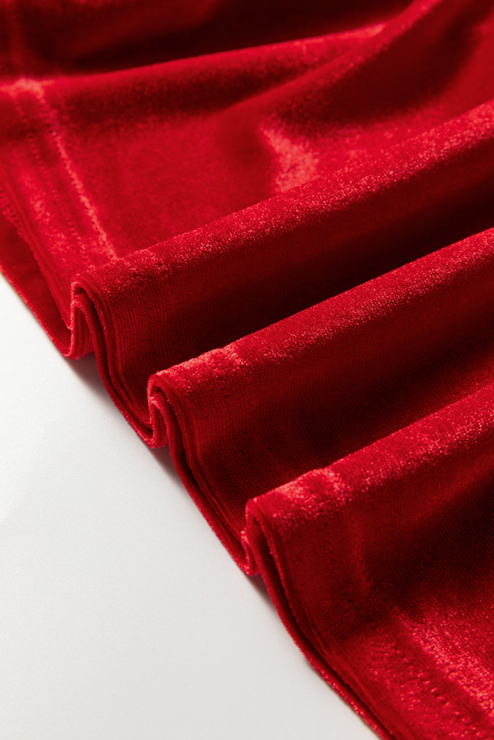 CURVY Red Clay Plus Size Tie Front Velvet Peplum Blouse (Warehouse Exclusives - Online only!)