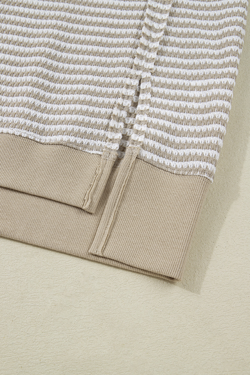 CURVY Brown Stripe Plus Size Breathable Knit Ribbed Trim Long Sleeve Top (Warehouse Exclusives - Online only!)