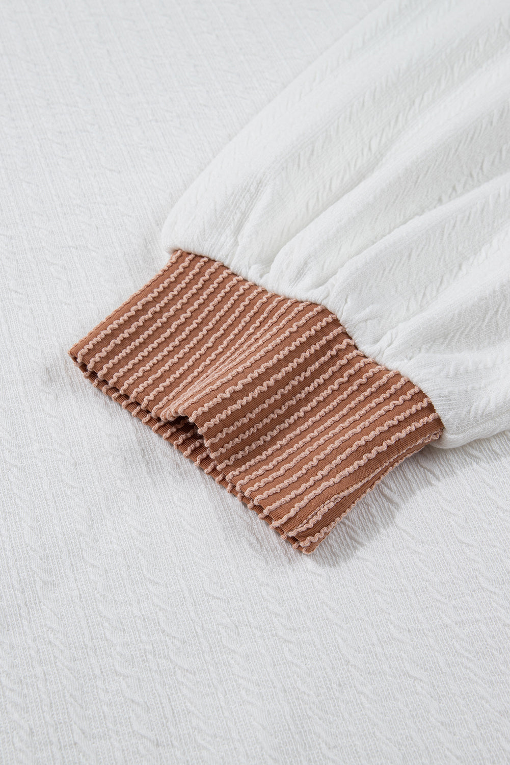 CURVY White Cable Texture Ribbed Color Block Plus Size Knit Top (Warehouse Exclusives - Online only!)