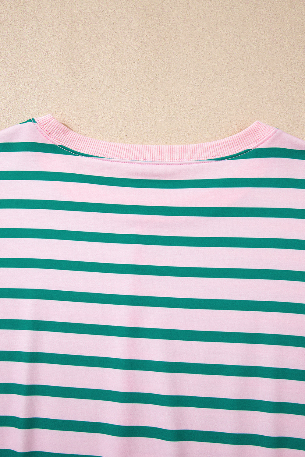 Green Stripe Mix Pattern Color Block Patchwork Side Slit Baggy Sweatshirt (Warehouse Exclusives-Online Only)
