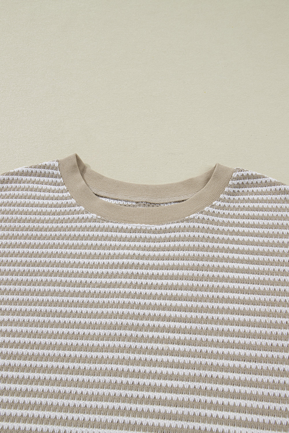 CURVY Brown Stripe Plus Size Breathable Knit Ribbed Trim Long Sleeve Top (Warehouse Exclusives - Online only!)