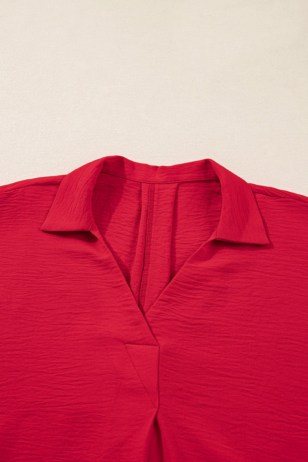 Fiery Red Plus Size Smocked Cuff Dolman Oversized Tunic Blouse (Warehouse Exclusives - Online only)