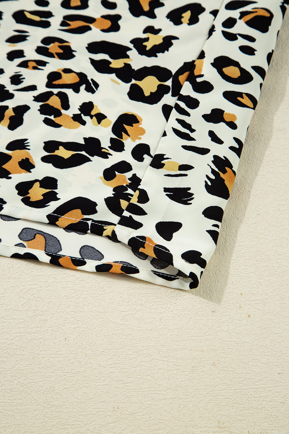 Khaki Leopard Print Contrast Striped V Neck Blouse (Warehouse Exclusives-Online Only)