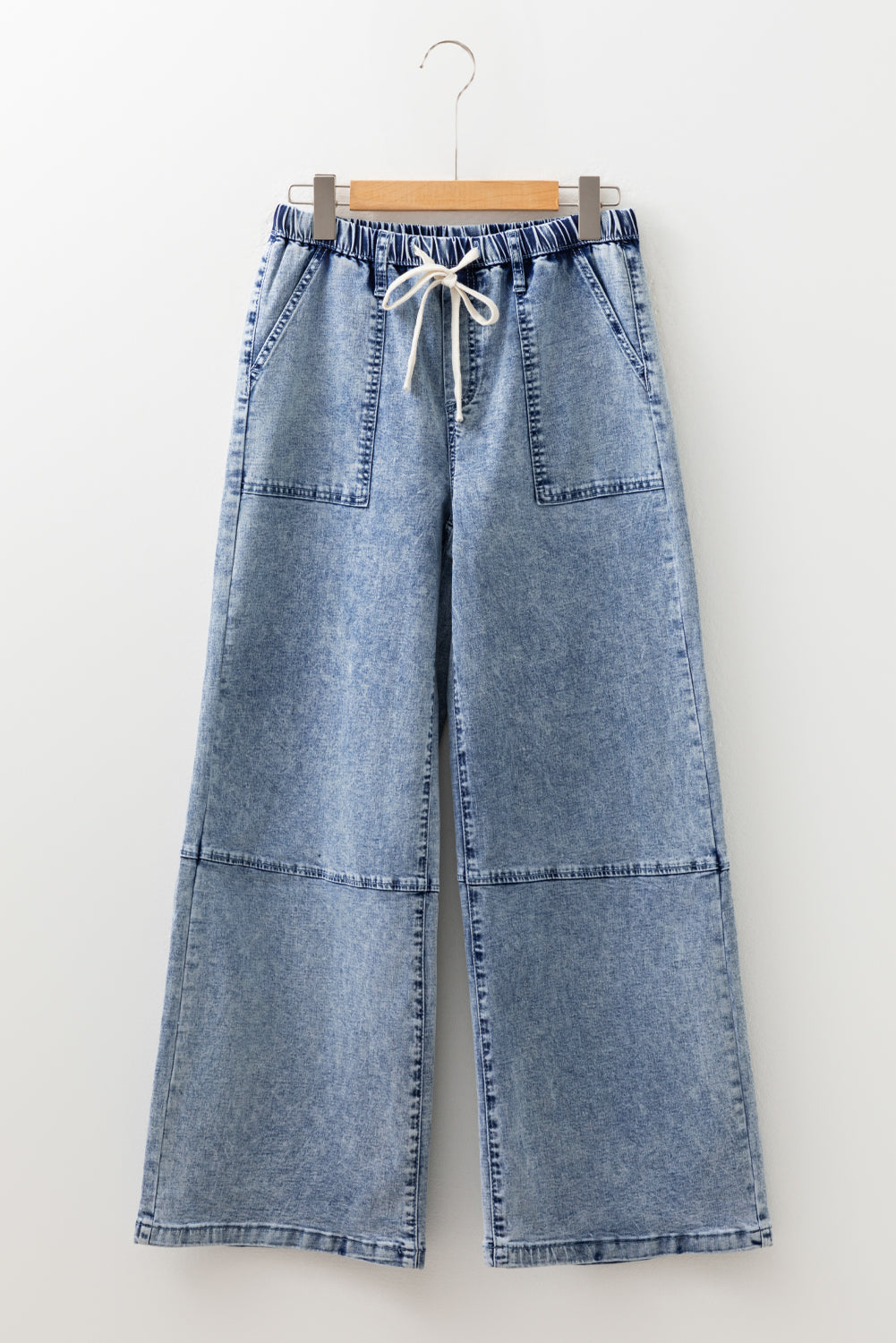 Ashleigh Blue Acid Wash Exposed Seam Drawstring Elastic Waistband Jeans (Warehouse Exclusives)