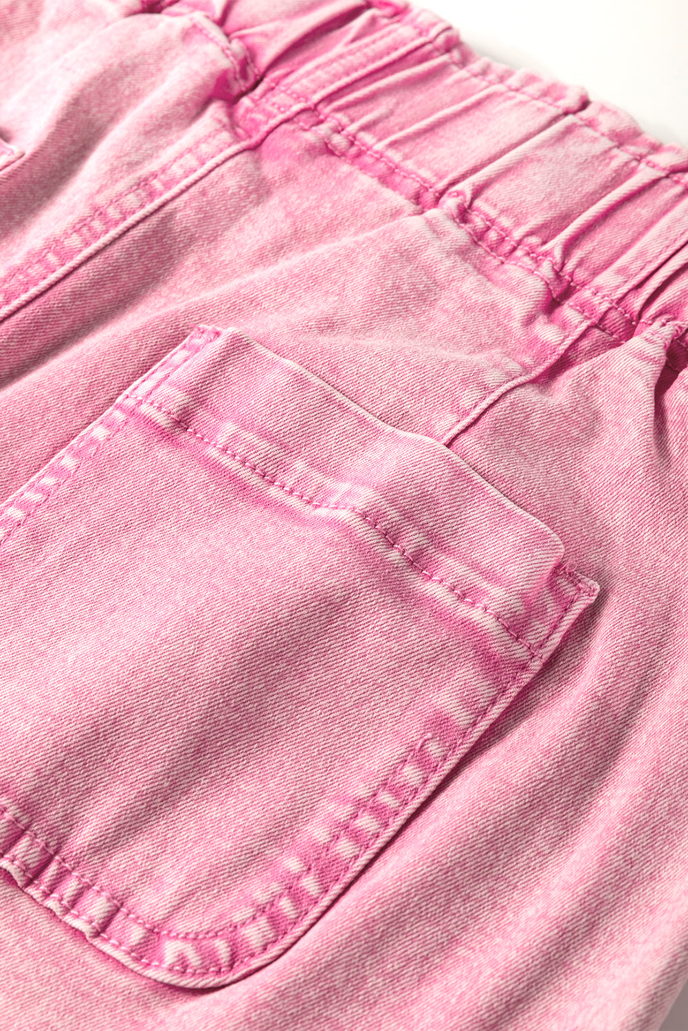 Strawberry Pink Elastic High Waisted Denim Shorts (Warehouse Exclusives)