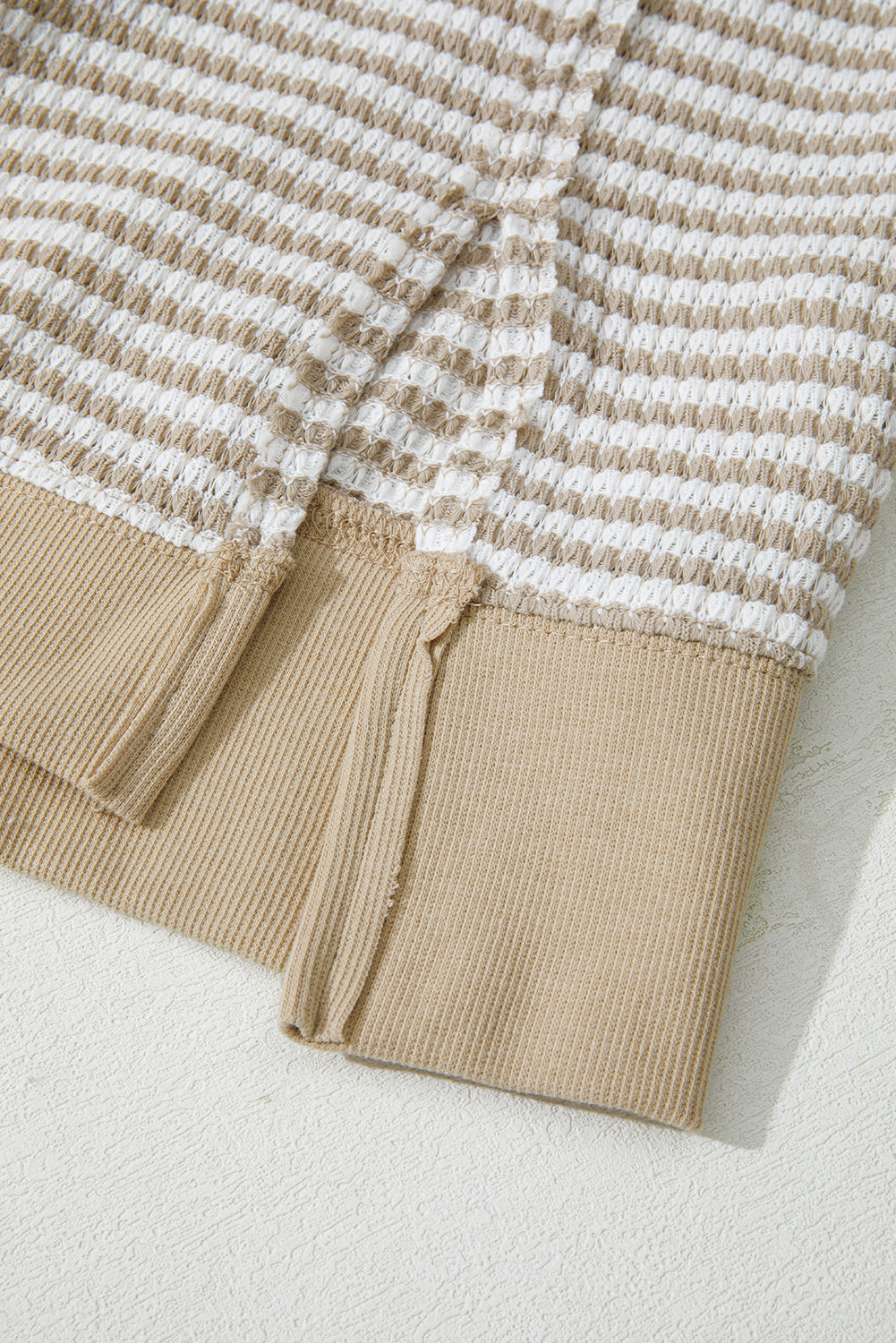 CURVY Brown Stripe Plus Size Breathable Knit Ribbed Trim Long Sleeve Top (Warehouse Exclusives - Online only!)
