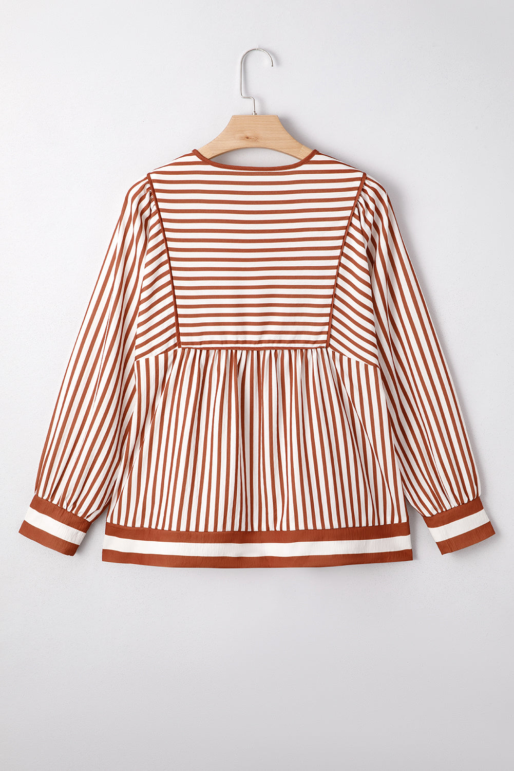 Brown Stripe Babydoll Long Sleeve Blouse (Warehouse Exclusives - Online only!)