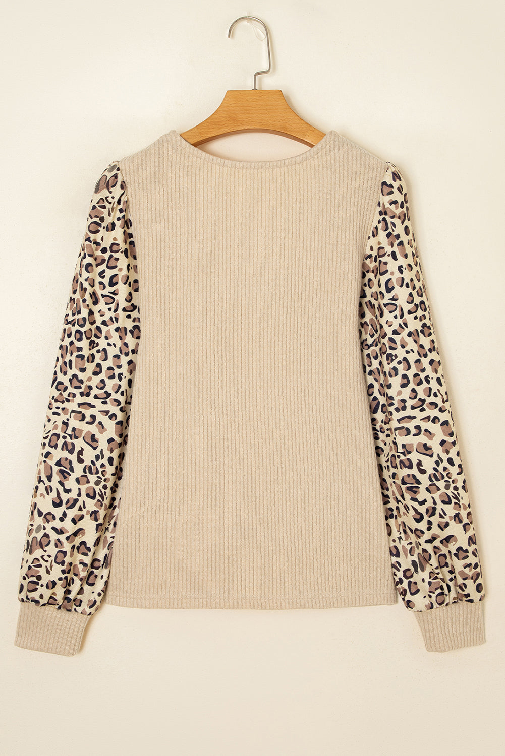 Leopard Sleeve Ribbed Knit U Neck Top (Warehouse Exclusives - Online only!)