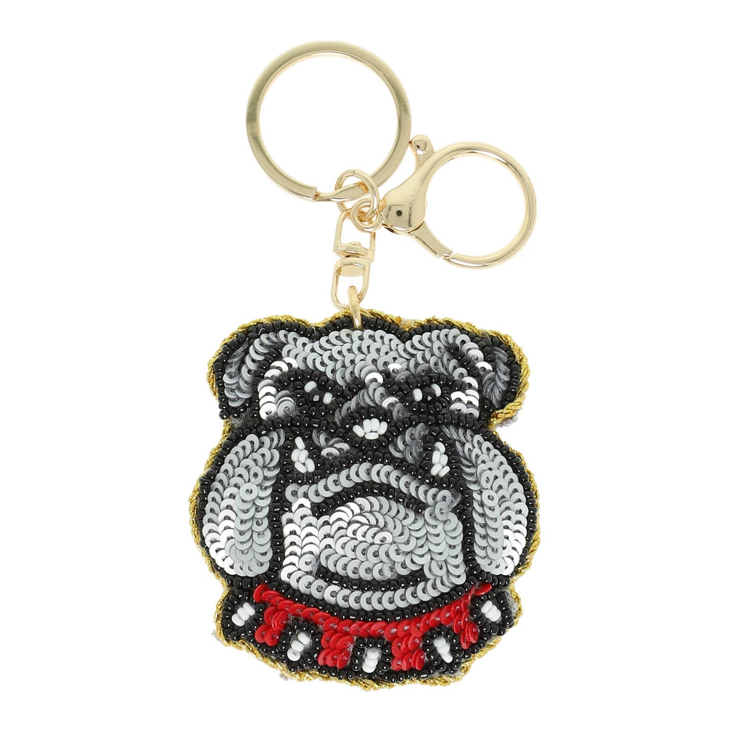 Game Day Bull Dog Sequin Keychain
