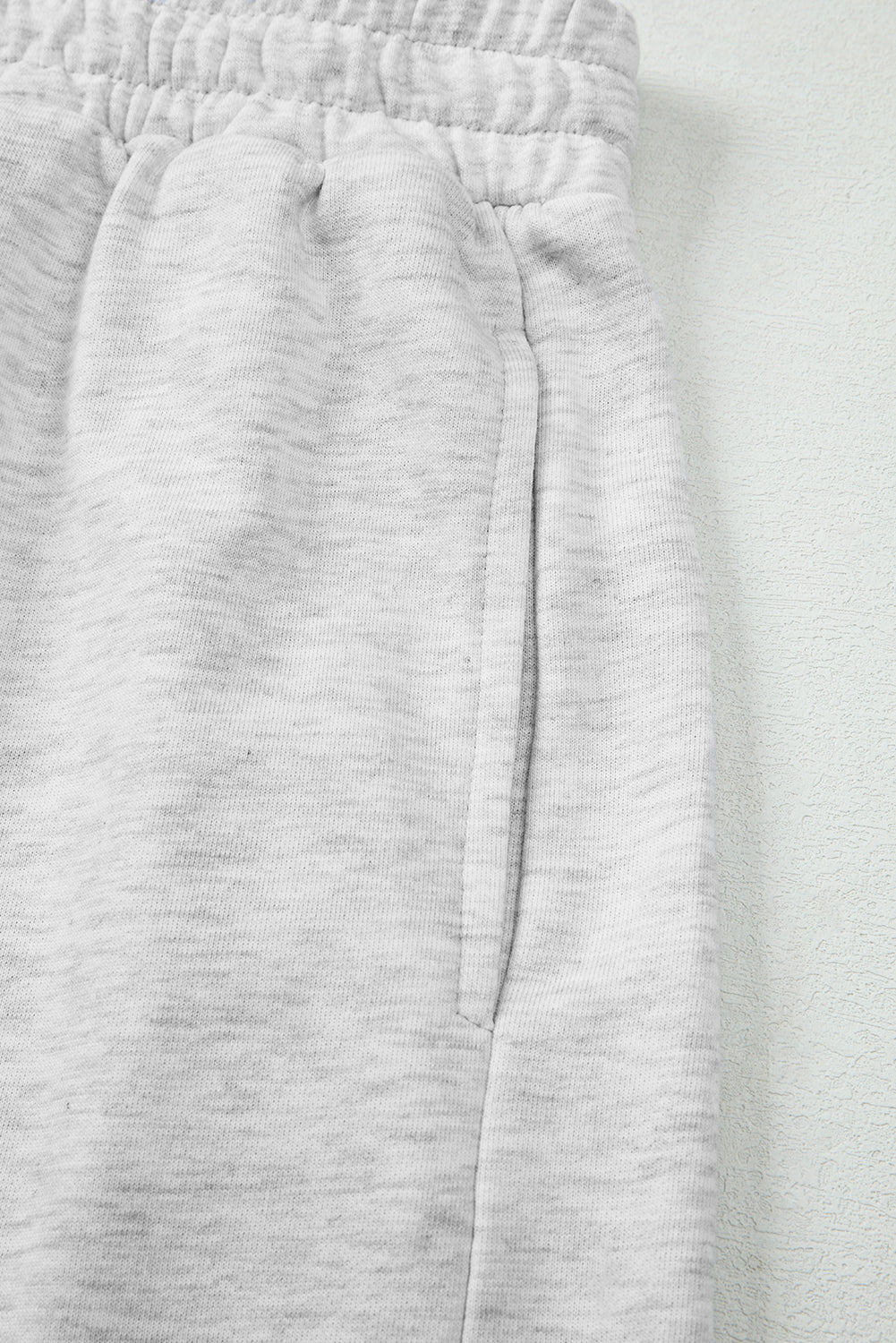 Light Grey Bow Embroidered Detail Puff Sleeve Pullover 2pcs Short Set (Warehouse Exclusives)