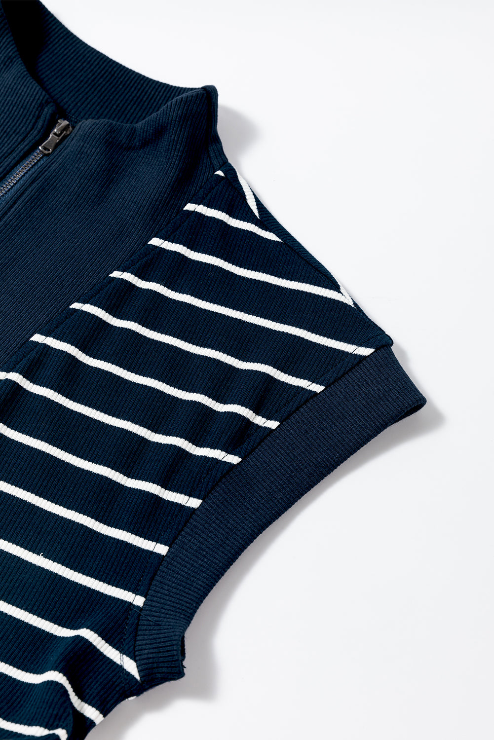 Navy Blue Quarter Zip Collared Cap Sleeve Mini Dress (Warehouse Exclusives)