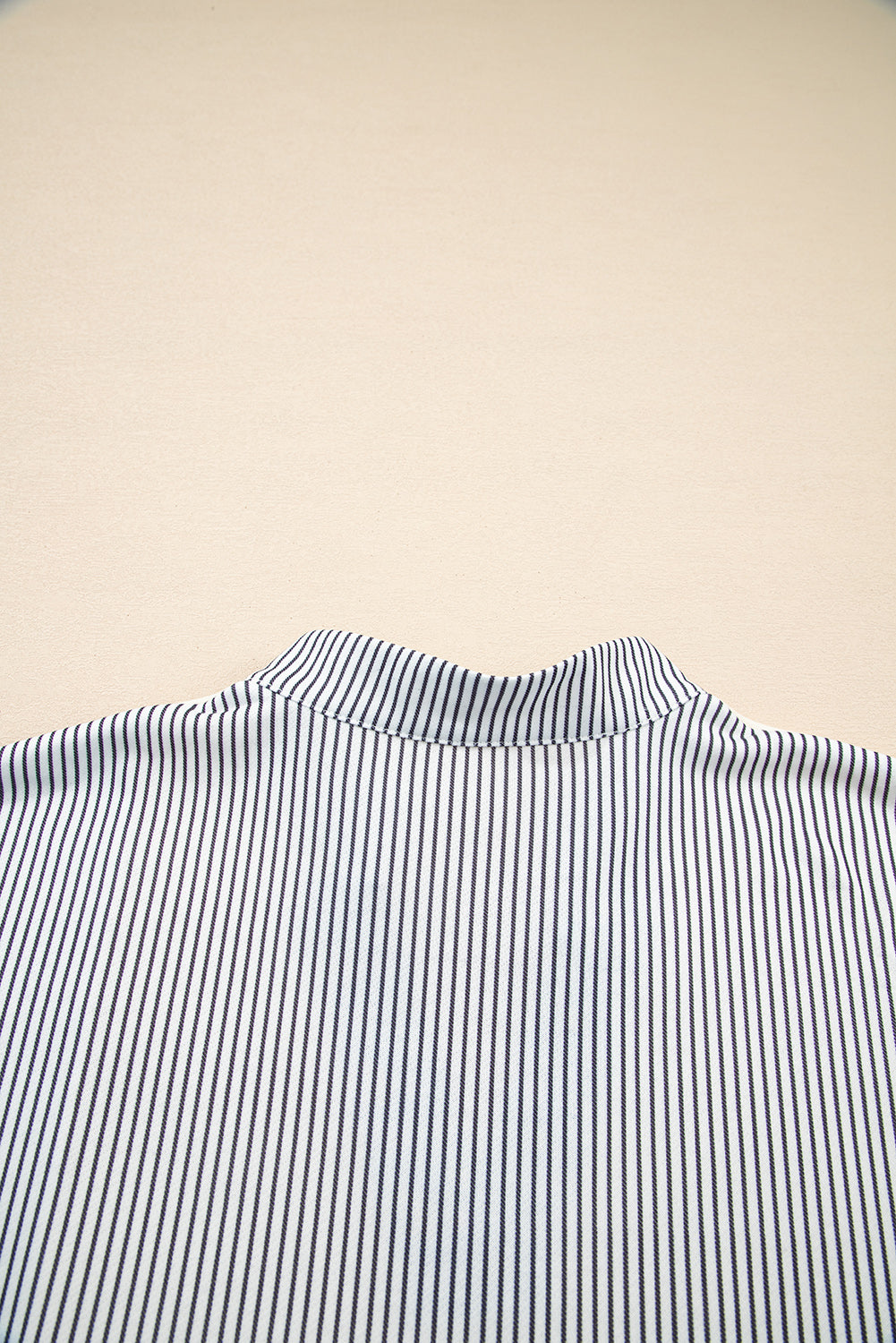 Beige Floral Striped Drop Sleeve Collared Boxy Fit Sweatshirt (Warehouse Exclusives - Online only)