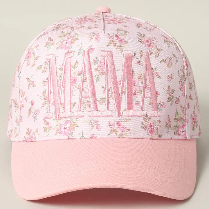 Mama Embroidered Flower Pattern Trucker Hat