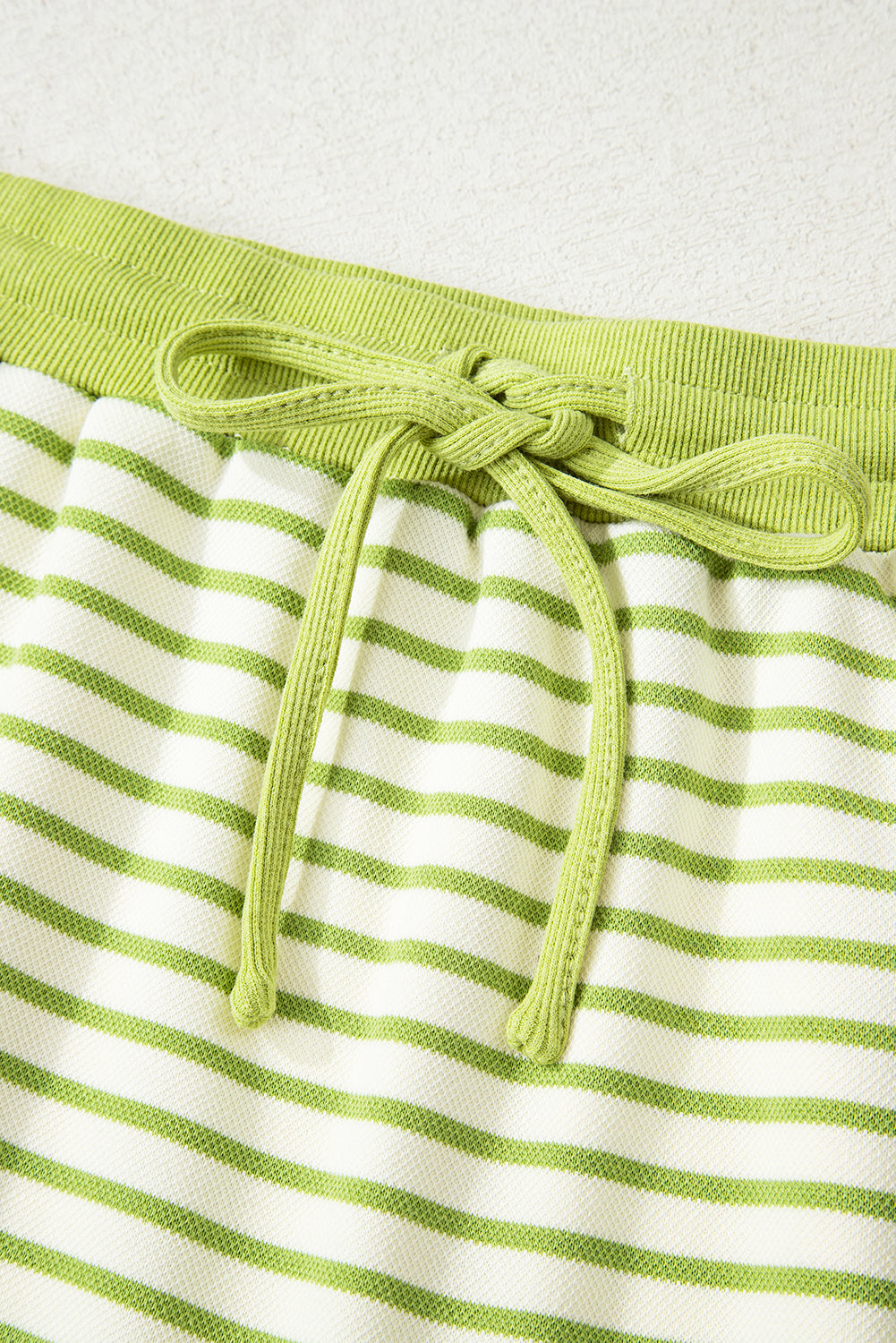 Green Stripe Collared V Neck Drop Shoulder Pullover and Skort 2pcs Outfit (Warehouse Exclusive)