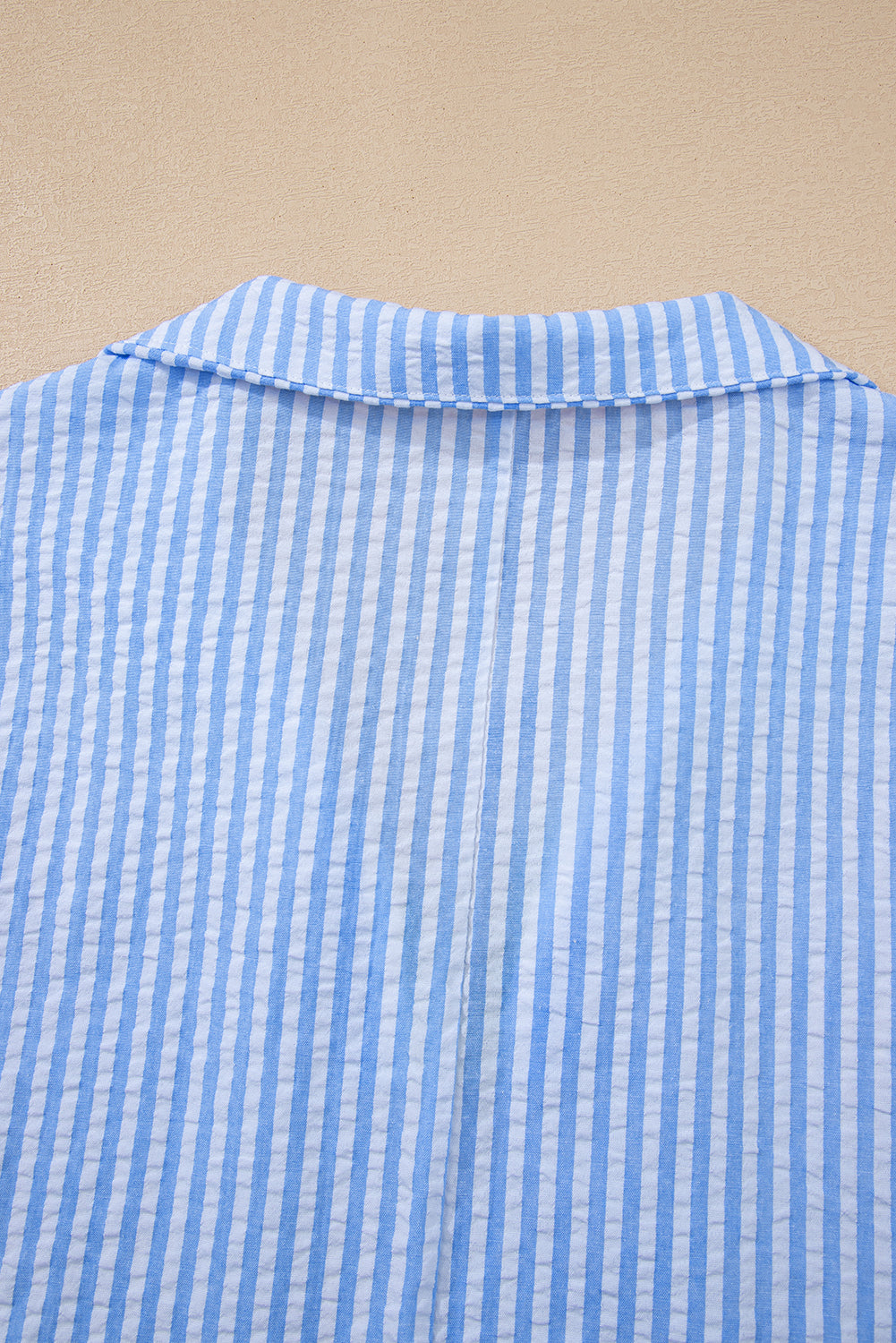 Sky Blue Striped Print Split Neck Blouse (Warehouse Exclusive)