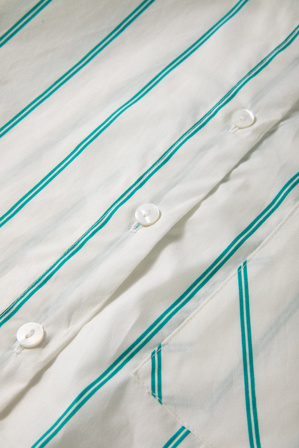 Mint Green Striped Wide Short Sleeve Shift Mini Shirt Dress (Warehouse Exclusives)