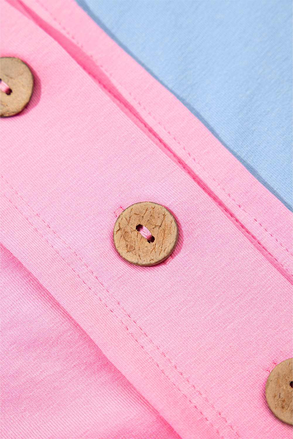Modern Grace Myosotis Two Tone Half Buttons Collared T-Shirt, stylish casual top with a two-tone design and half-button detail.