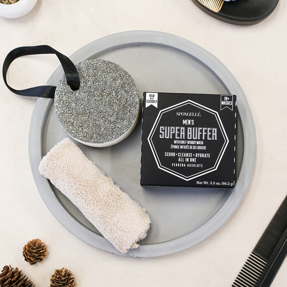 Spongelle 20+ Men's Super Buffer | Black Scrubber (Warehouse Exclusives-Online Only)