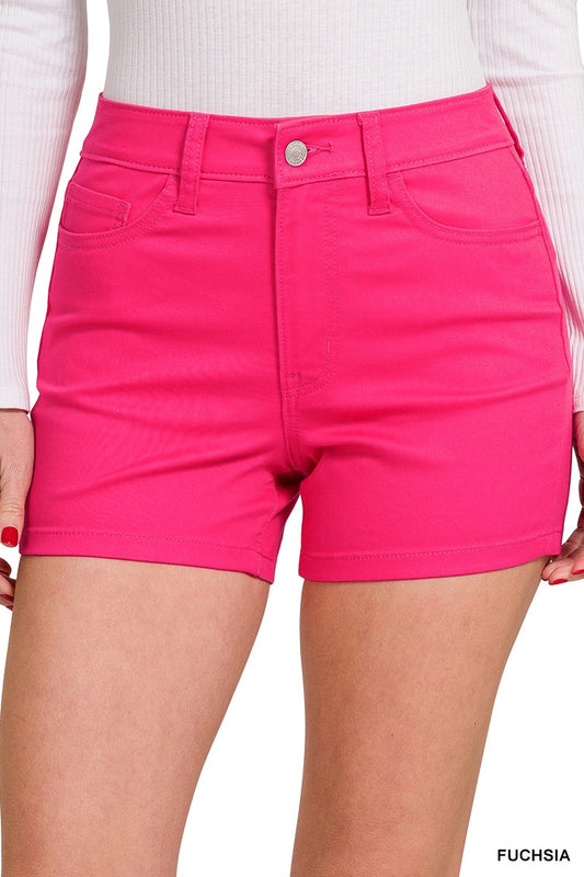 Pink High Rise Jean Shorts