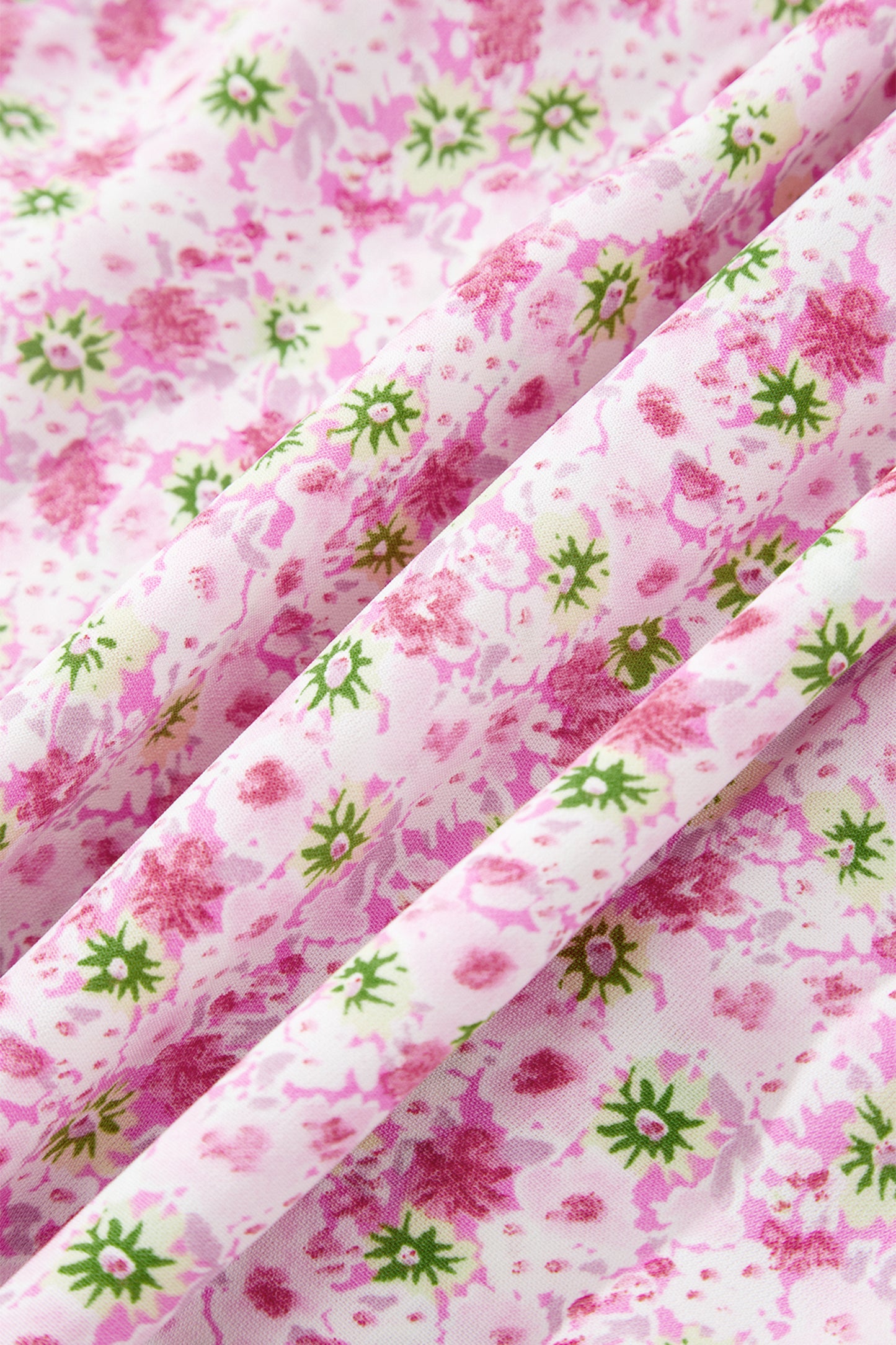 Floral Short Bubble Sleeve Shirred High Waist Maxi Dress