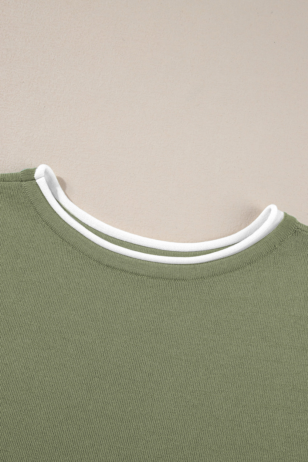 Green Trim Half Sleeve Top Drawstring Pants Loose 2pcs Sweater Suit (Online Only- Warehouse Exclusive)