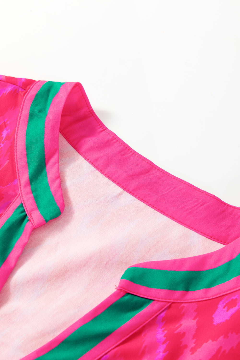 Watermelon Split Neckline Short Puff Sleeve Curvy Dress  (Warehouse Exclusive)