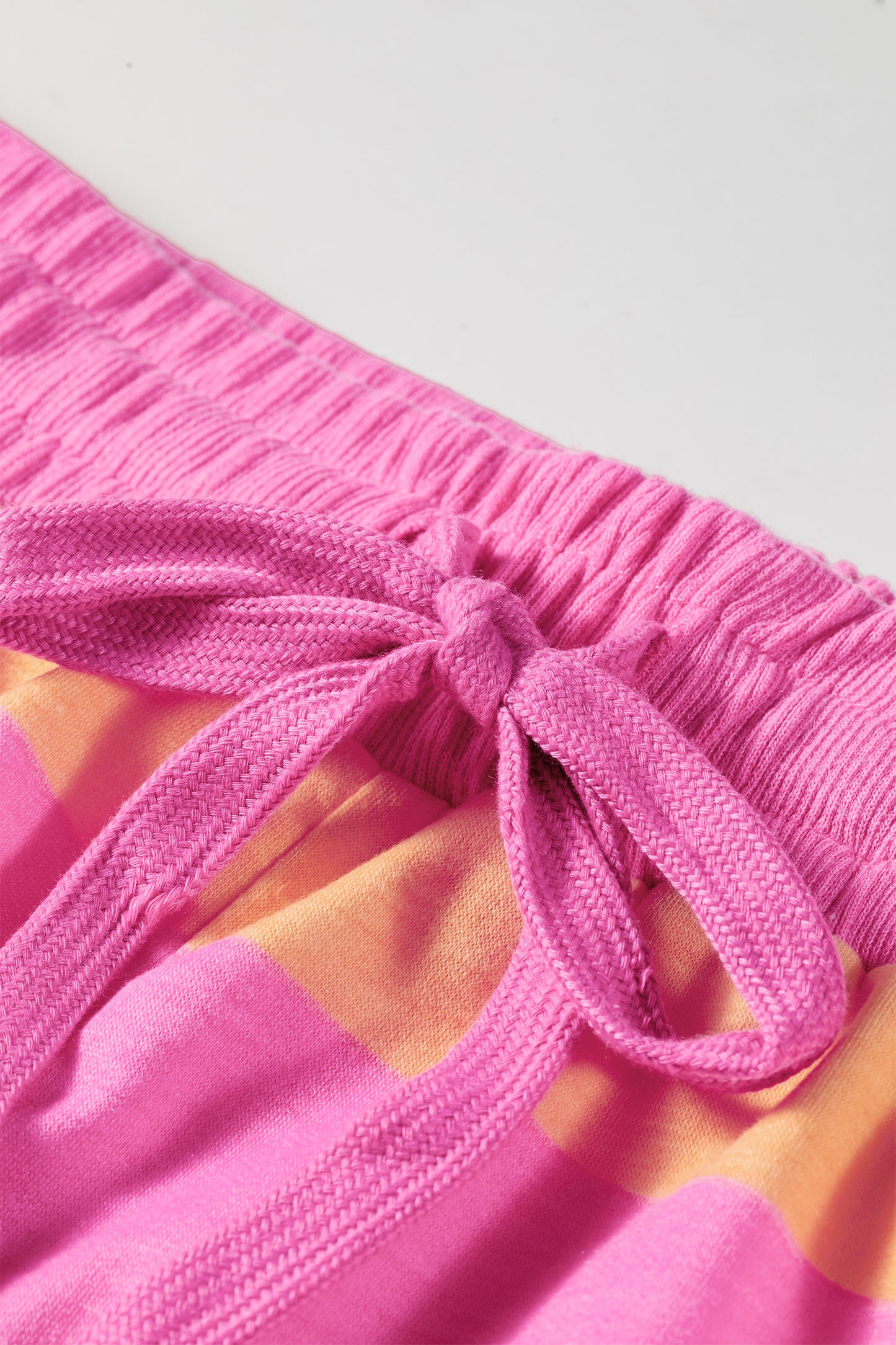 Pink Stripe Long Sleeve Casual 2 Piece Shorts Set