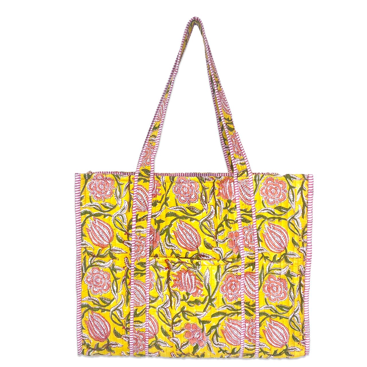 Quilted Floral Tote Bag