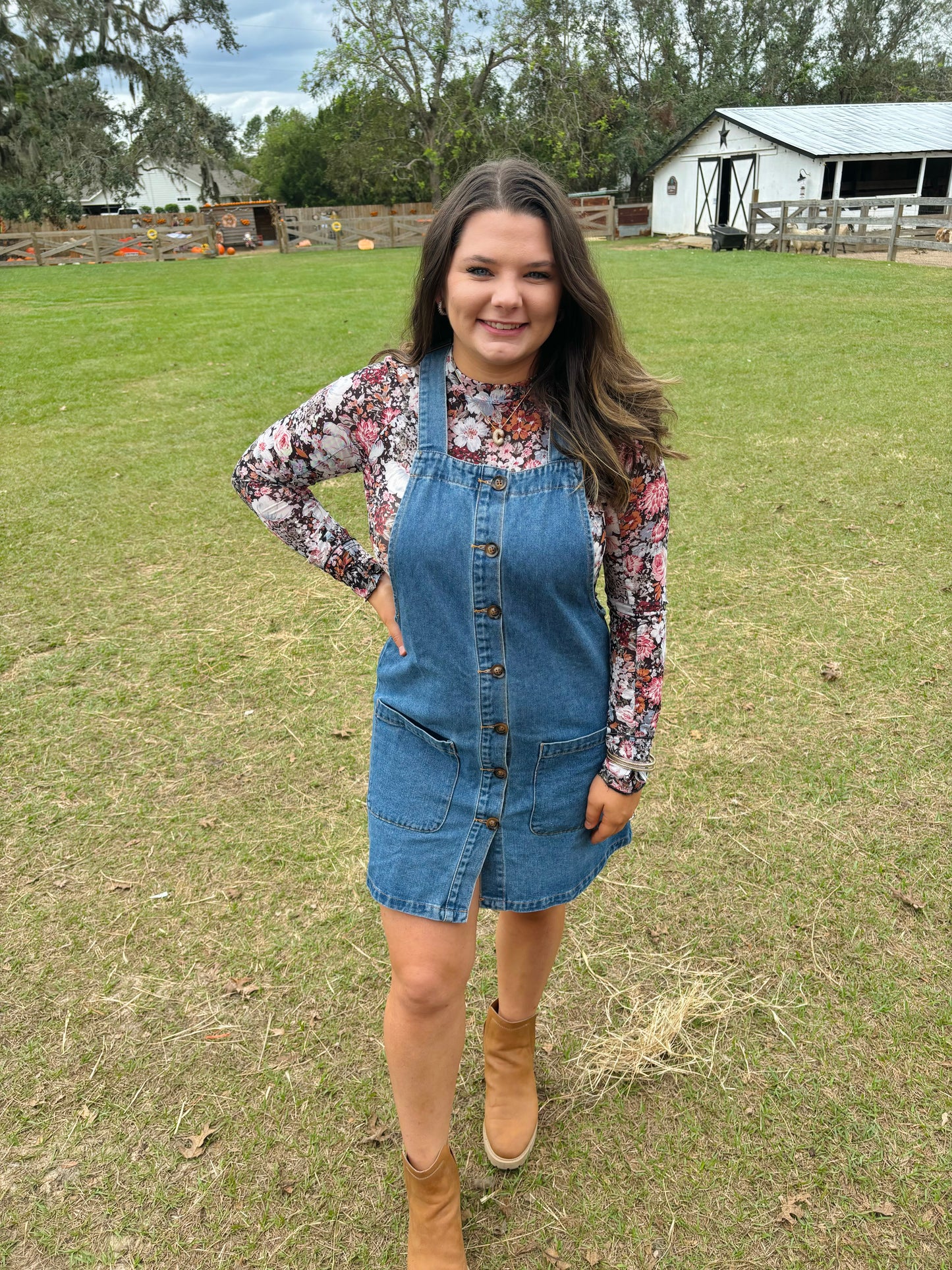 Denim Button Down Dress with Pockets