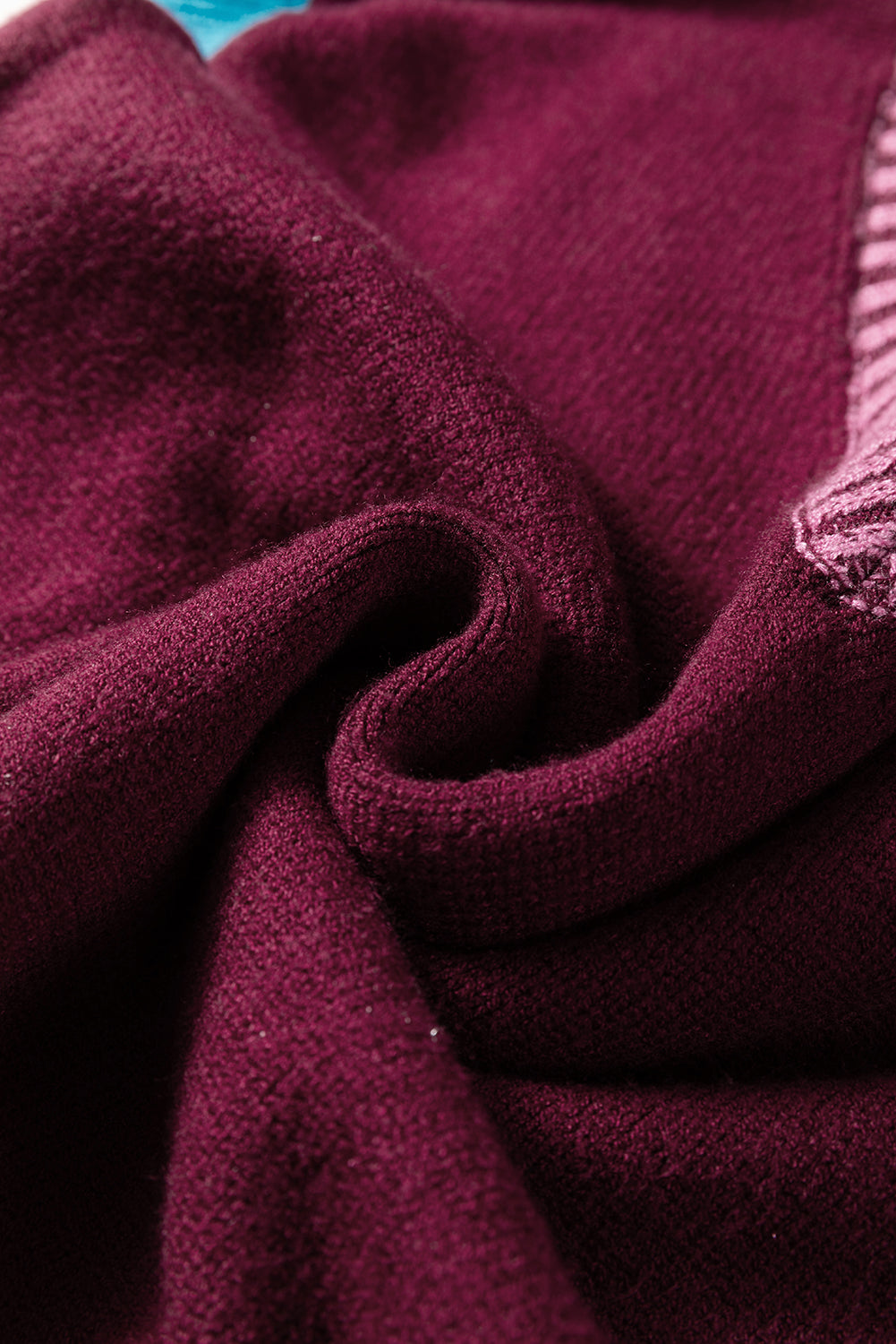 Burgundy Contrast Trim V Neck Short Sleeve Sweater (Warehouse Exclusives - Online only!)