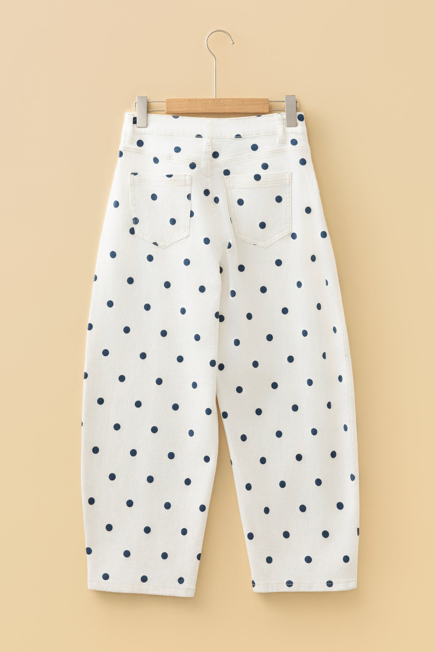 Tailored Seam Polka Dot Print Barrel Jeans