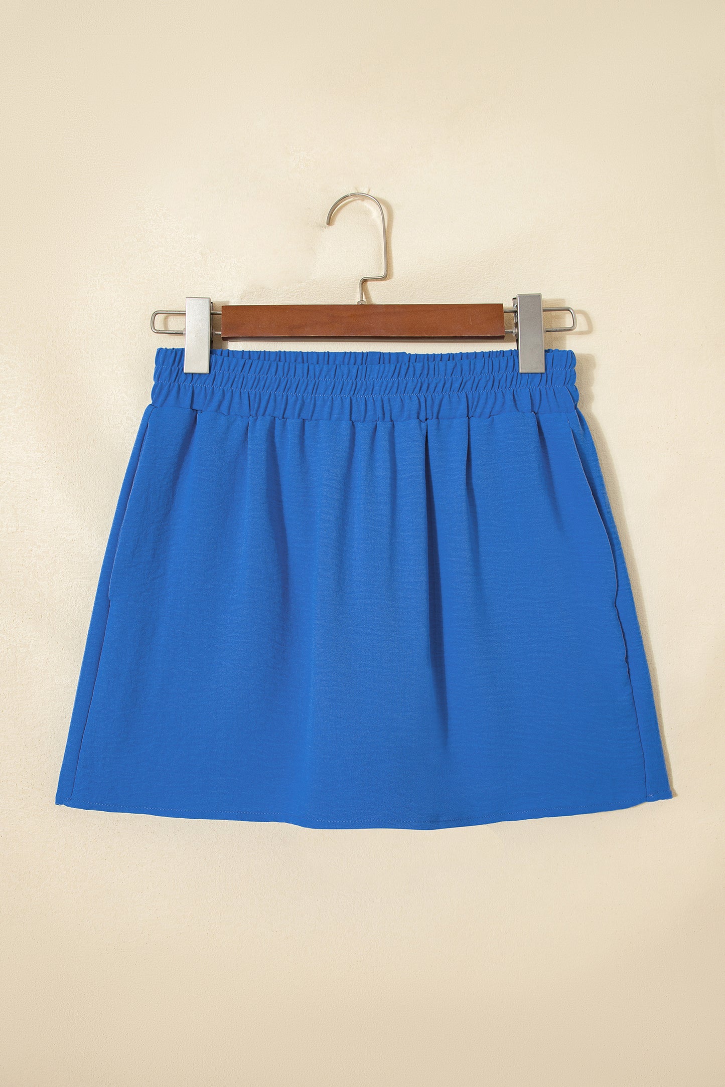 Blue Elastic Waist Casual Skort with Built in Shorts